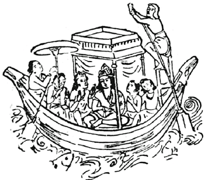 Древний индийский корабль. По мотивам росписей в южноиндийских пещерных храмах