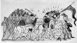 Победа русских над половцами на реке Суле. Миниатюра Радзивилловской летописи