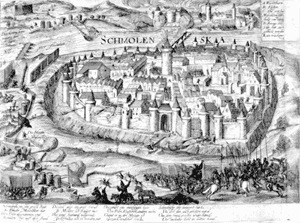 Осада Смоленска войсками Речи Посполитой в 1609–1611 г. Гравюра, акварель