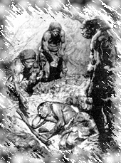 Погребение юноши-неандертальца в пещере Ле-Мустье