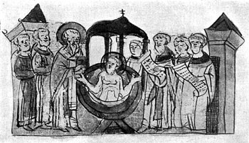 Крещение князя Владимира в Корсуни. Миниатюра из Радзивилловской летописи