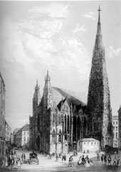 Собор Святого Стефана в Вене. Литография. 1840-е гг.