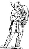 1 — римский воин времен императора Константина в брюках bracca. Рисунки с римских барельефов