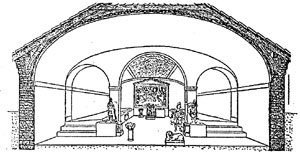 Восстановленный вид большого святилища Митры, найденного в Карнунте