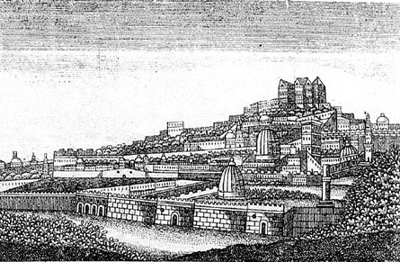 Вид Святого града Иерусалима. Резцовая гравюра