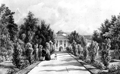 Померанцевая оранжерея. Литография по рисунку Ж.Н. Рауха. 1841 г.