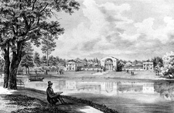 Конный двор. Литография по рисунку Ж.Н. Рауха. 1841 г.