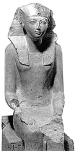 Портрет Хатшепсут. Царица изображена с традиционным головным убором фараона