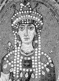 Императрица Феодора. Фрагмент мозаики. Церковь Сан-Витале. Равенна. 546—547 гг.