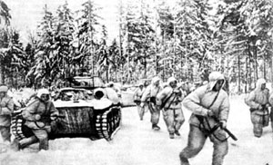 1-я гвардейская мотострелковая дивизия в Подмосковном лесу. Декабрь 1941 г.
