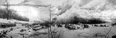 Контрнаступление советских войск под Москвой в декабре 1941 г. 1995 г. 10x33 м. ФГУК «ЦМ ВОВ»
