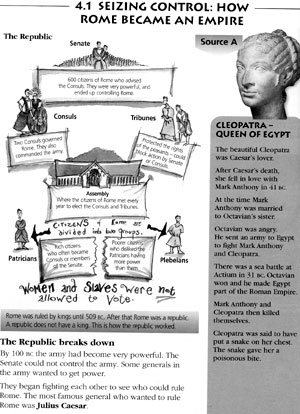 Страница учебника Living Through History, озаглавленная «Как Рим стал империей».
