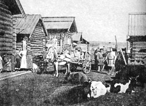 Улица в старожильческой деревне Чама Иркутской губернии. Фото начала XX в.
