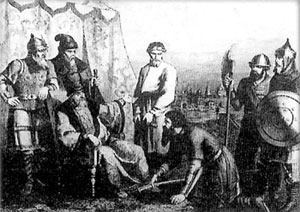 И.И.Болотников является с повинной перед царём Василием Шуйским. Неизвестный художник