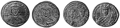 Слева направо: Лев III Исавр (между 675 (685) — 741), Константин V Копроним (718—775), Лев IV Хазар (750—780), Ирина (ок. 752—803)
