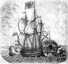 54-пушечный корабль «Полтава», сооружённый в 1712 г. под руководством Петра Великого 