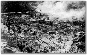 Траншеи на горе Фратта во время атак штурмовых батальонов 18 августа 1918 г.