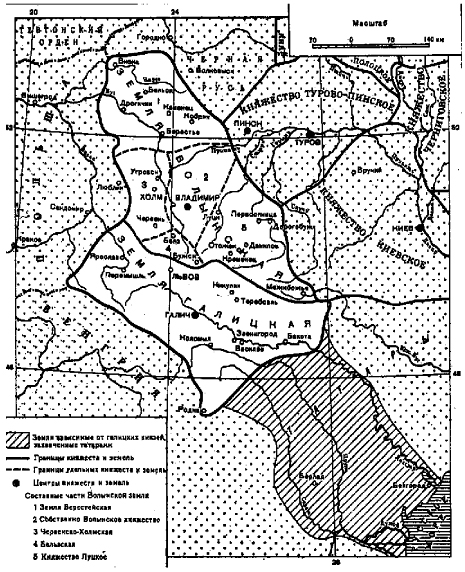 Карта Галицко-Волынского княжества. XII—XIII вв.